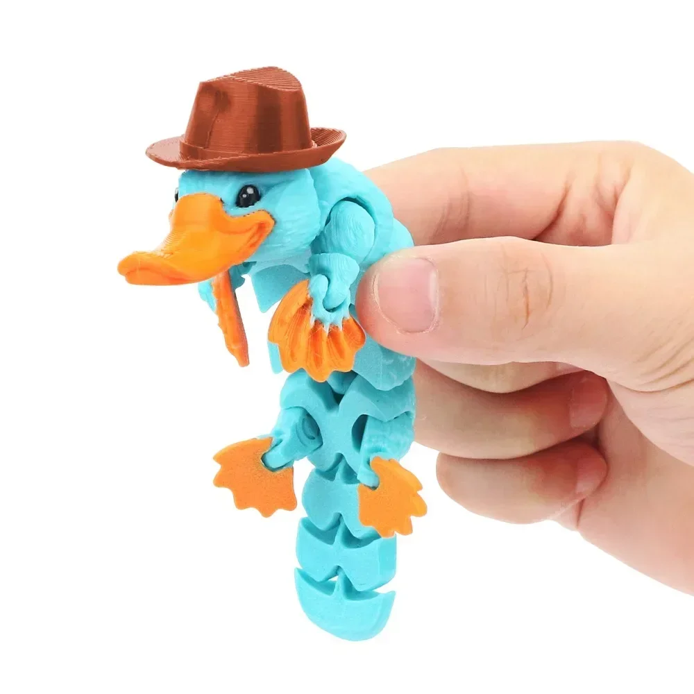 3D Printed Articulated Platypus Ornament Decor Toy Hat Anime Unique Gift Figurine Model New Year Gifts Crafts Figure Miniatures