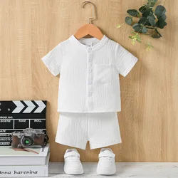 Kids Clothes 2 Piece Set Summer New Boys Casual Pockets Sports Suit Cotton Leisure T-shirt Cute clothing Solid Color Loungewear