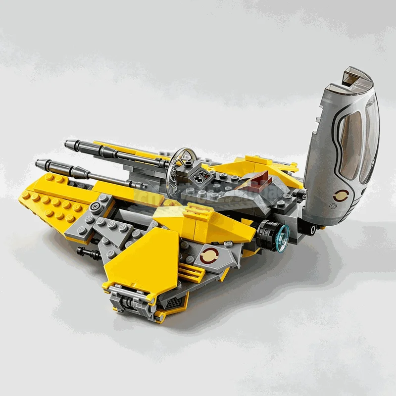 NEW 248Parts Yellow Space Interceptor Building Blocks Sci Fi Starship Model Creative DIY Assembly Toy Collection Festival Gifts - view 3