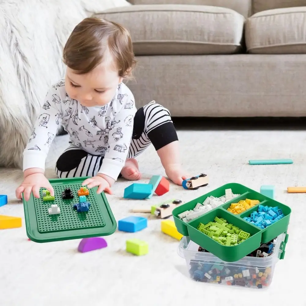 Stackable Building Blocks Storage Box Dustproof Transparent Particle Holder Multi-Compartment Building Base
