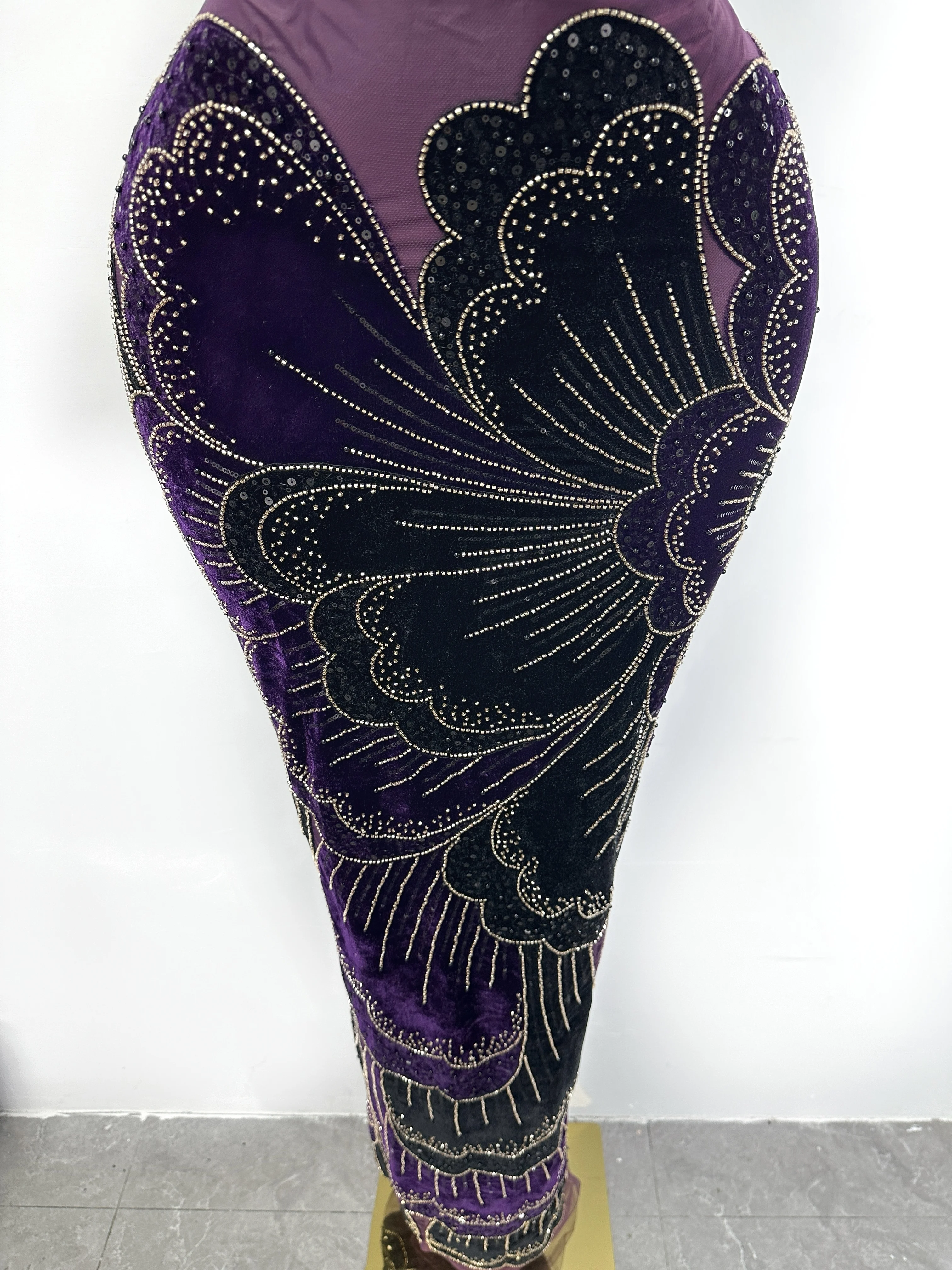 

2025 High Quality Velvet French Tulle Net Sequins Fabrics Luxury Beaded Lace Fabric African Lace For Wedding Dress Women 5 Yards