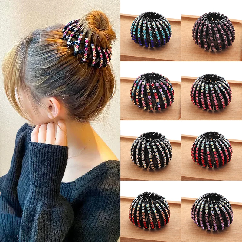 New Women Rhinestone Fashion Hair Claw Girl High Ponytail Clip Fixed Buckle Claw Clip Advanced Sense Hair accessories Headwear