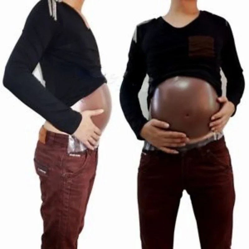 Brown Fake Belly Artificial Fake Pregnancy Silicone Baby Tummy Pregnant Bump Toy Costume for Large-scale Events