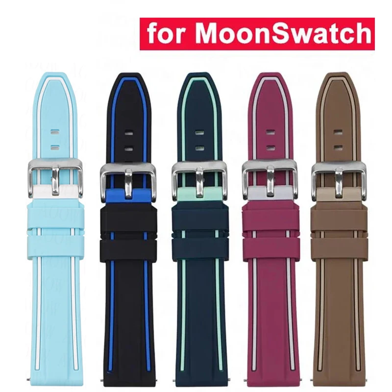 Correa de silicona de doble Color para Omega X Swatch Joint MoonSwatch Planet Band, pulsera de reloj deportivo de liberación rápida para hombres y