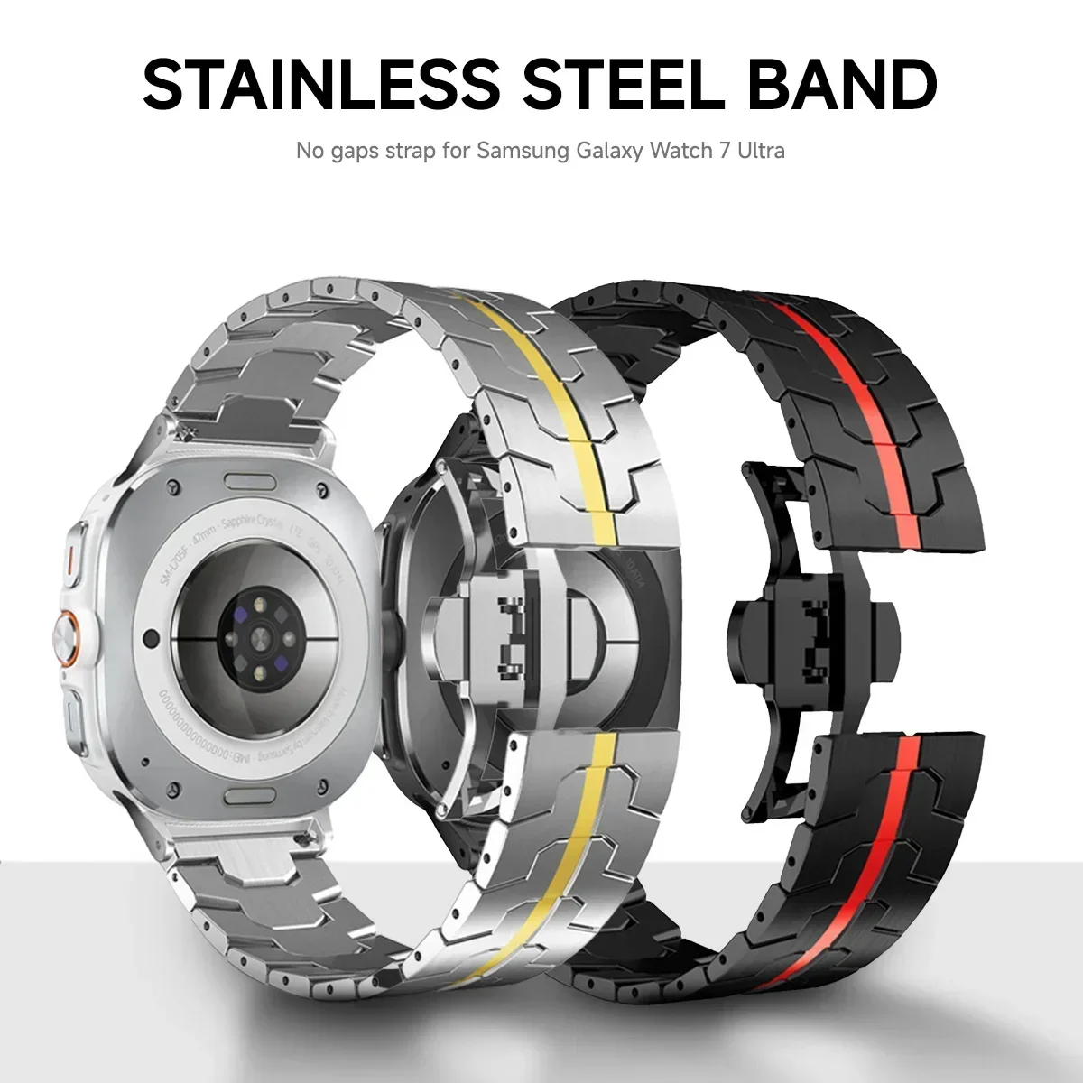 

Ремешок из нержавеющей стали для Samsung Watch 7 Ultra 47 мм без зазоров, металлический браслет с изогнутым концом для Galaxy 7, 47 мм, браслет из алюминиевого сплава