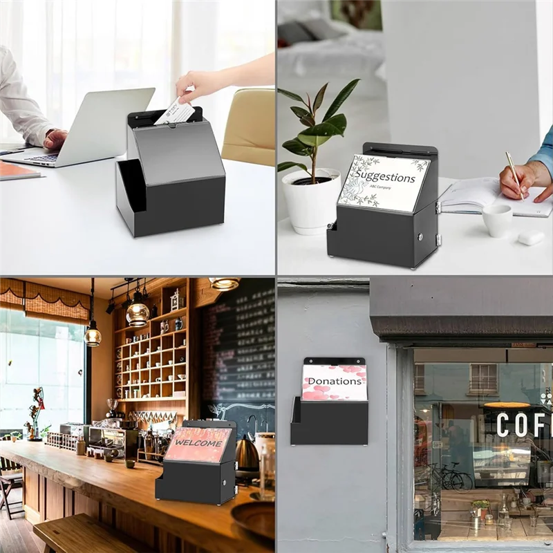 【Buy It-Now!】Acrylic Suggestion Box With Lock Wall Mounted Acrylic Donation Box With 5X7inch Sign Slot Office Ballot Boxes
