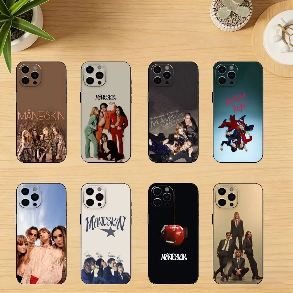 Rock Band M-Maneskin R-Rush  Phone Case For iPhone 17,16,15,14,13,12,11 Plus,Pro,Max,Mini Silicone black Soft Cover