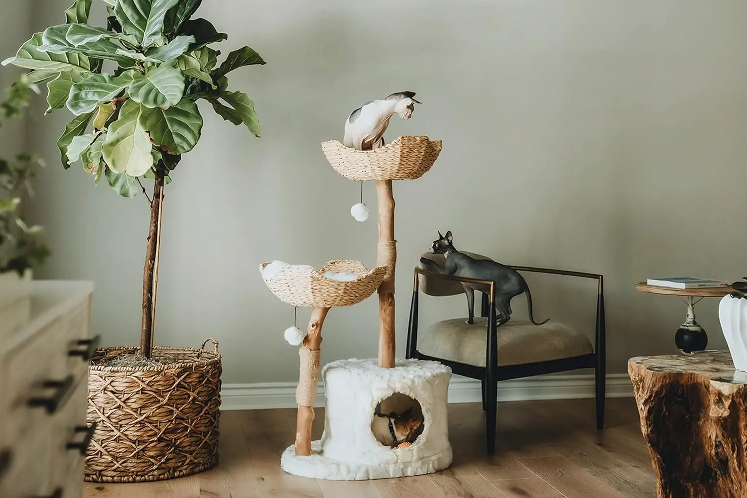 Modern Tree Tower for Large Cats, Real Luxury Condo, Wood Scratching Tree, Lover Gifts