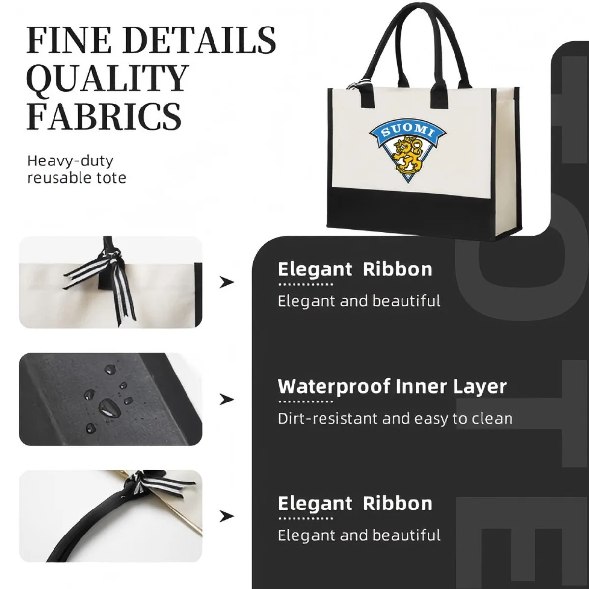 فنلندا فريق الجليد الوطني للرجال 2026 وصول جديد موضة عملية واسعة قابلة لإعادة الاستخدام حمل حقيبة نمط طباعة 2 لهجة الثقيلة #5