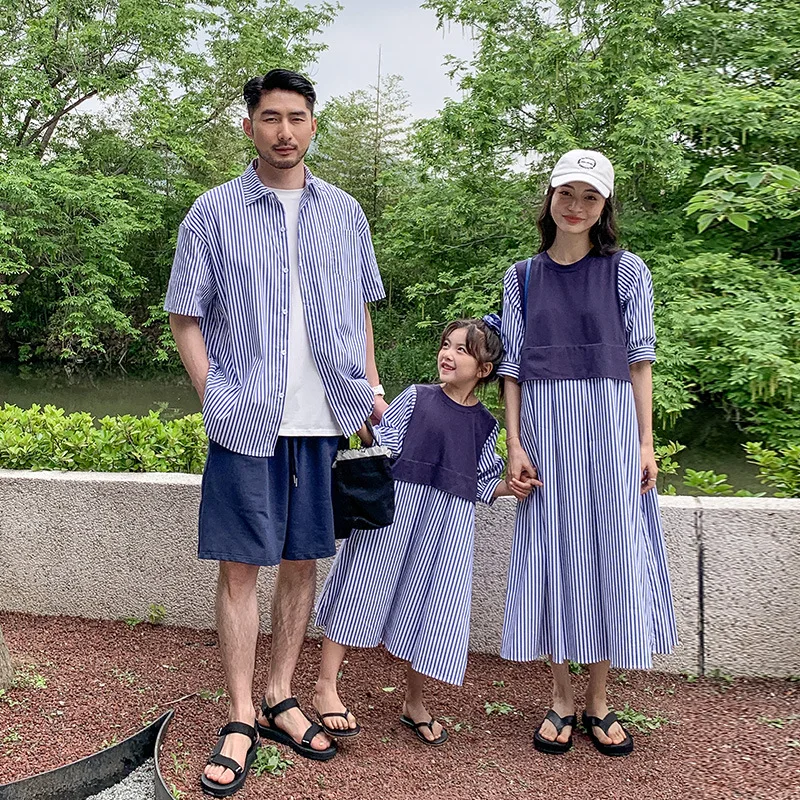 

Baby Mom Daddy Matching Fashion Clothes for The Whole Family Trip Beach Outfits 2023 Korean Mother Daughter Dress Dad Son Sets