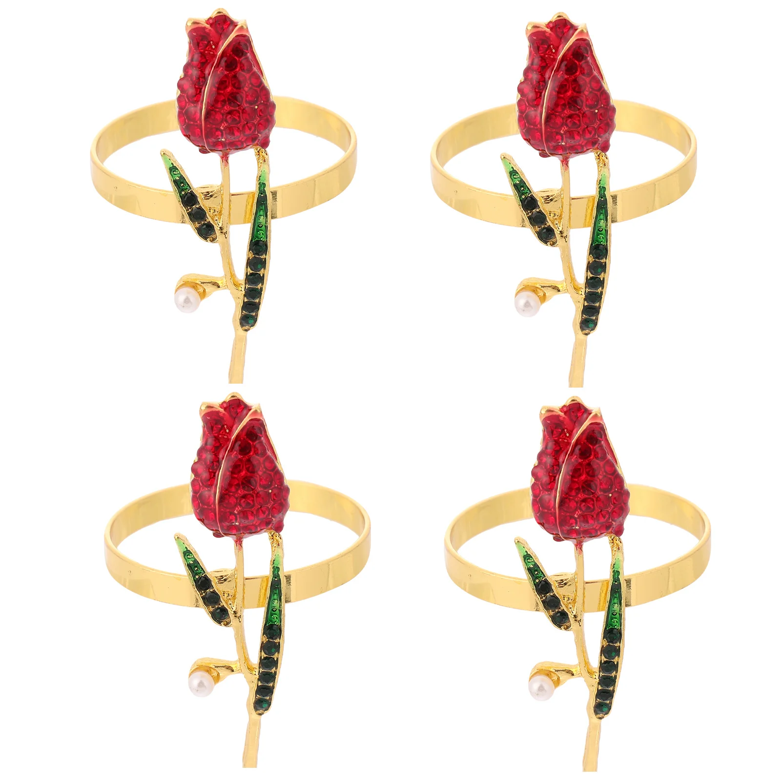 

4Pcs Rose Gold Napkin Rings Floral Serviette Buckle for Dining Table Valentine Wedding Decoration Elegant Napkin Clasp Reusable