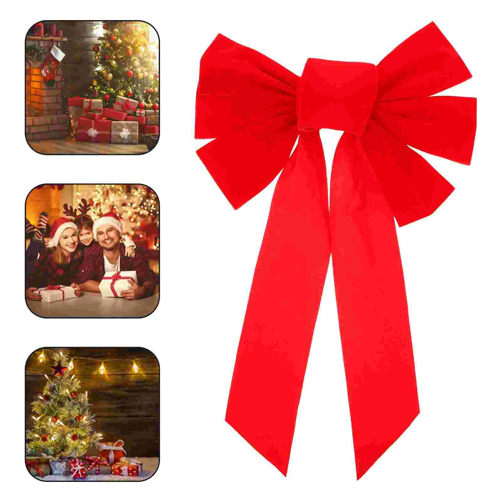 

4 pcs Christmas Tree Bowknot Decor Beautiful Lint Bowknot Ornament for Christmas Festival Party (Size: 25cmx40cm)