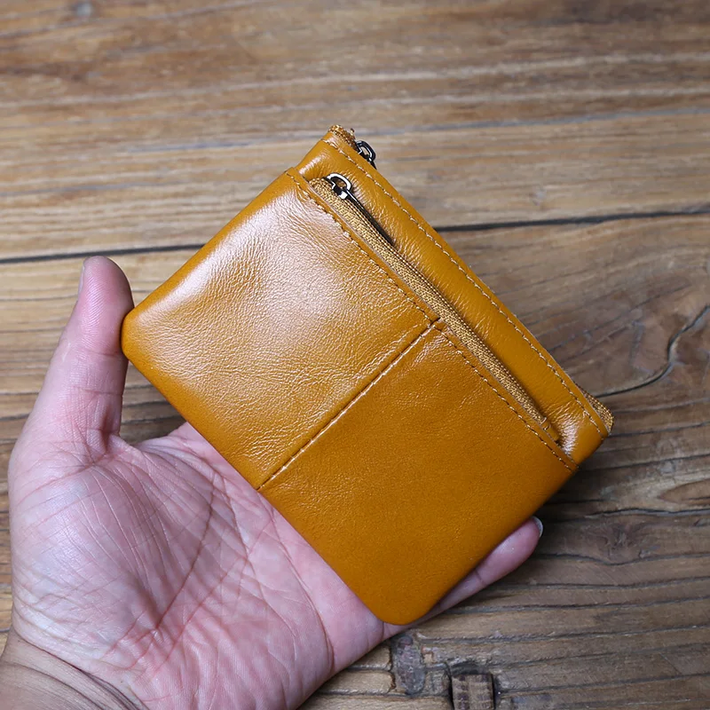 NZPJ Vintage Echtes Leder Herren Null Brieftasche Natürliches Rindsleder Reißverschluss Schlüsseltasche Damen Bankkartentasche Mini Münztasche Kartenhalter – Detail 16