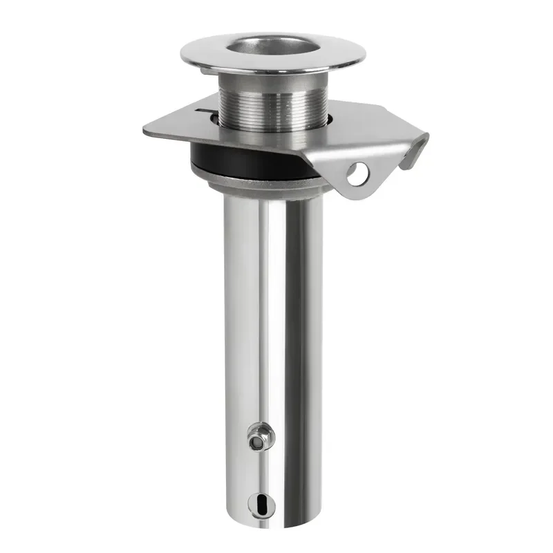Heavy Duty 316 Stainless Steel Boat Fishing Rod Holder with Locking Pin and Nylon Sleeve Adjustable 15 or 90 Degree Angle for