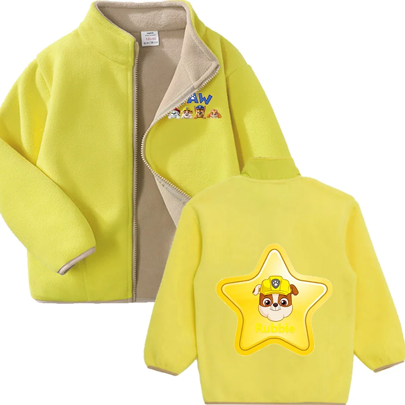 Paw Patrol Warm Fleece Jacket Chase Skye Outerwear Spring Autumn Winter Kids Solid Boy Girl Soft Polar Fleece Thick Zipper Coats image 4