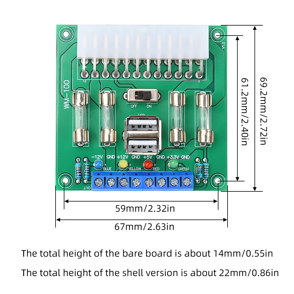 سطح المكتب الكمبيوتر الطاقة ATX نقل مجلس محول الطاقة توريد اختبار وحدة إمدادات الطاقة دائرة مخرج وحدة ATX20Pin/24Pin واجهة