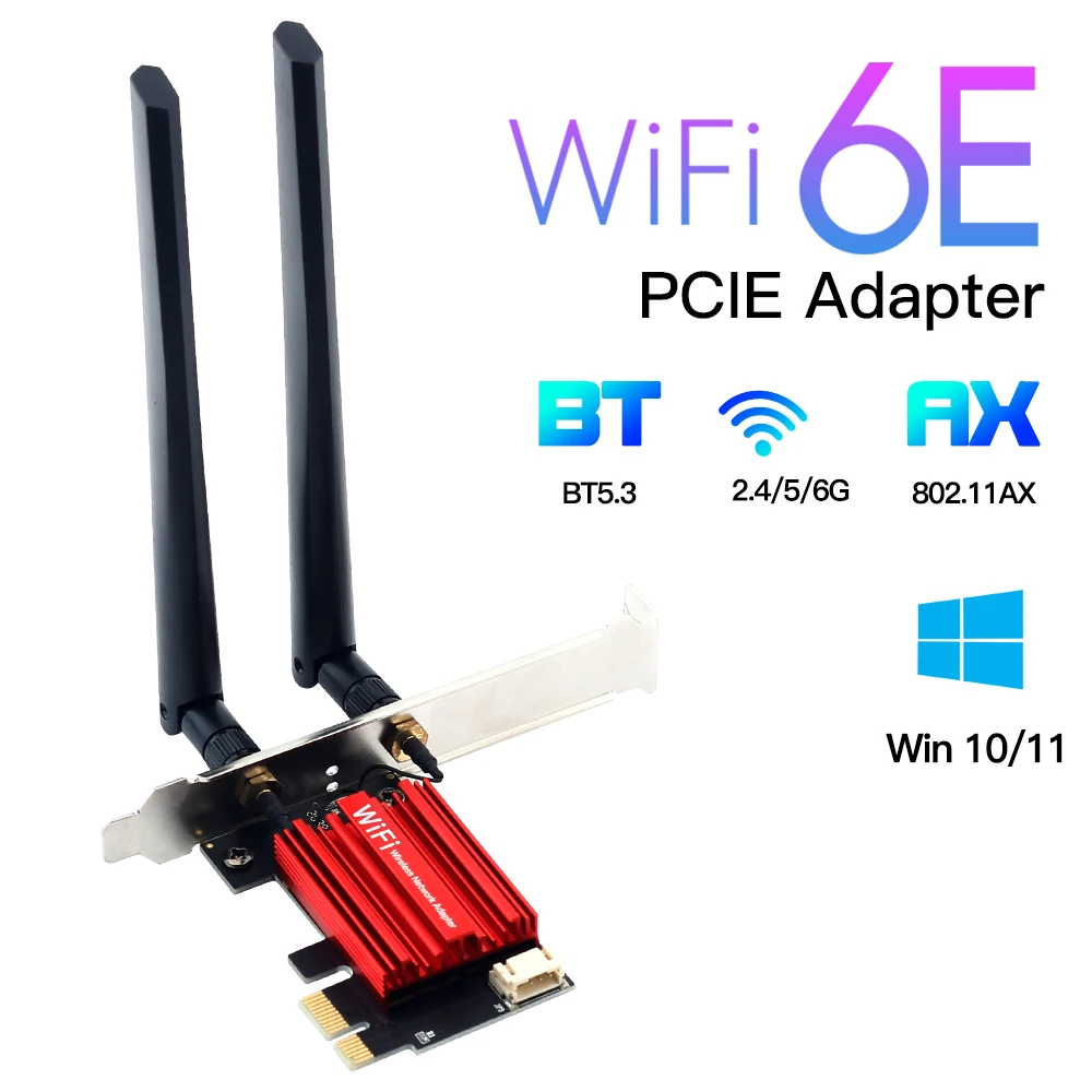 WiFi 6E AX210 Wireless PCI-E Adapter Tri-band 2.4G/5G/6Ghz Compatible BT 5.3 802.11AX Network Wi-Fi Card For PC Win 10/11