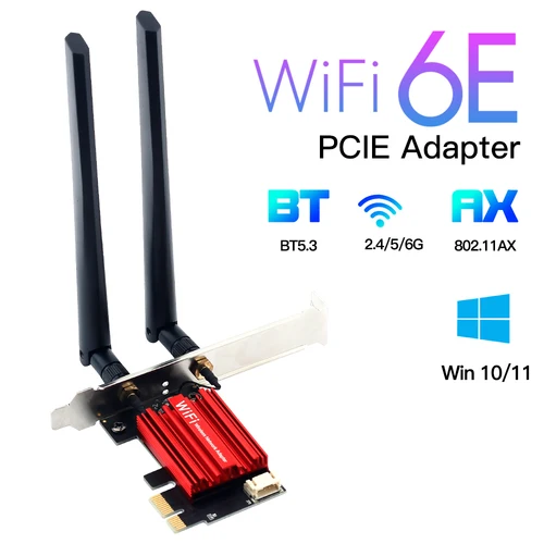 Adaptador PCI-E inalámbrico WiFi 6E AX210 Tri-banda 2,4G/5G/6Ghz Compatible con BT 5,3 802.11AX tarjeta Wi-Fi de red para PC Win 10/11