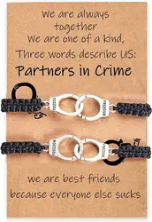 Best Friend Bracelet Birthday Gifts for Women Friendship Bracelets for 2 Partner in Crime Handcuff BFF Gifts