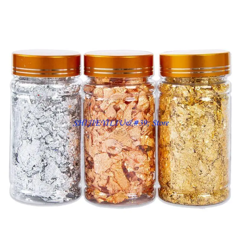 

E21F 3Bottles Gold Flakes Resin Epoxy Mold Art Decoration Gold Foil Fillings Materials Gilding Decor Jewelry Making Tool