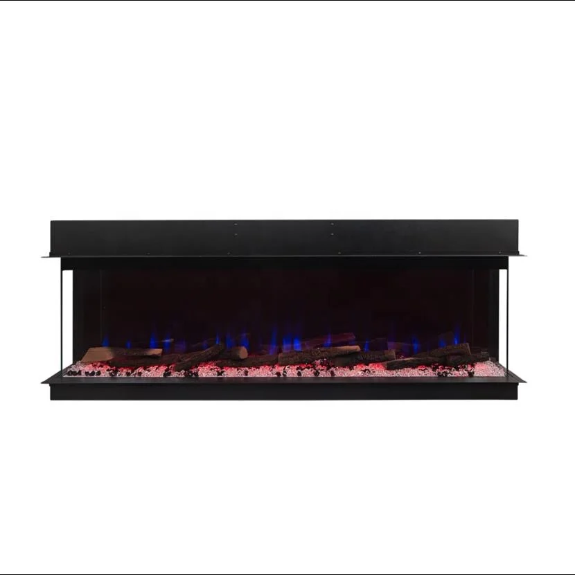 ZHX Modern 60 Inch Fire Place 3 Sided Electric Fireplace Inserts Heater Indoor Decorative 3D LED Flame Fireplace Electric