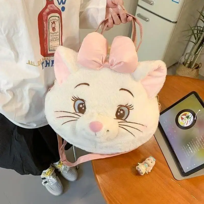 Cartoon Marie Cat Plush Shoulder Bag Cute Large Capacity Plush Crossbody Bag Sweet Zipper Storage Bag Anime Peripherals Gifts