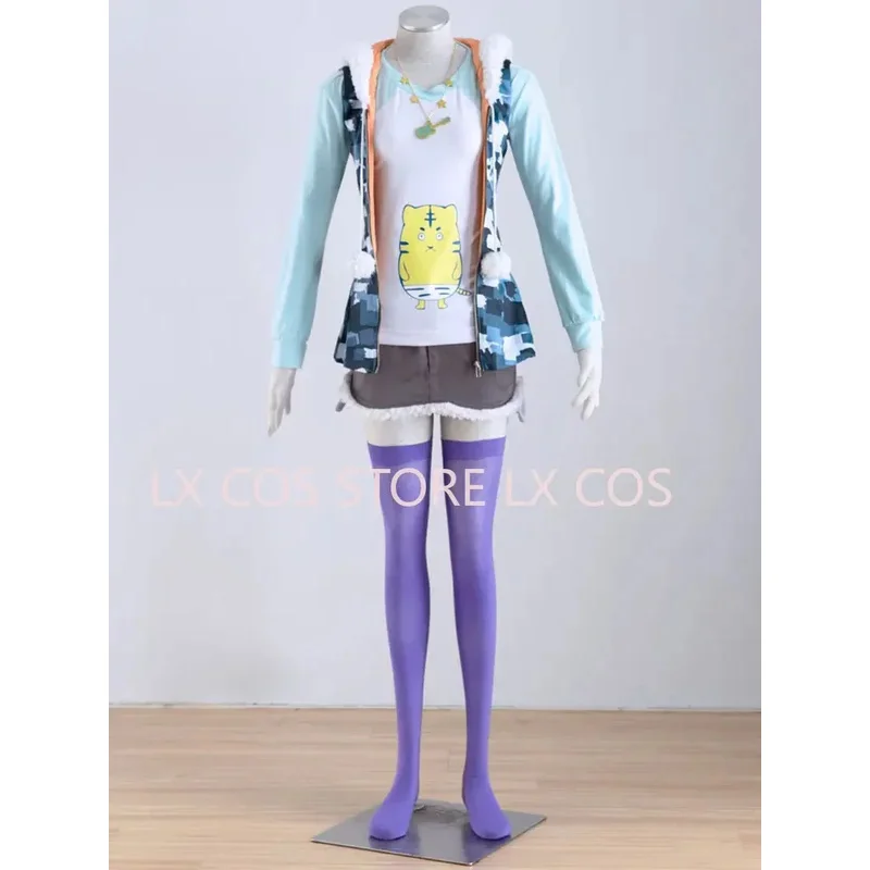 Anime Super Sonico ropa disfraz orejas de gato Sudadera con capucha (chaqueta camiseta Skrit) conjunto