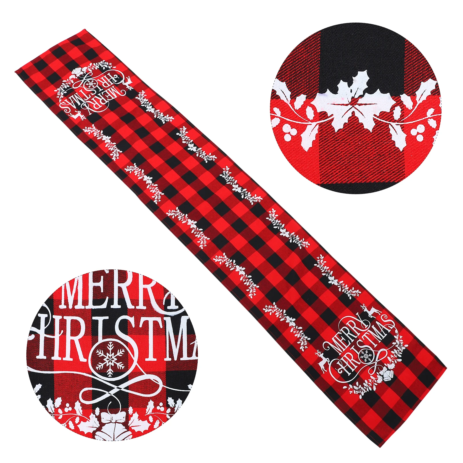 

Checkered Tablecloth Seasonal Elk Pattern Christmas Festive Table Mat Premium Fabric Tough Elastic Christmas Table
