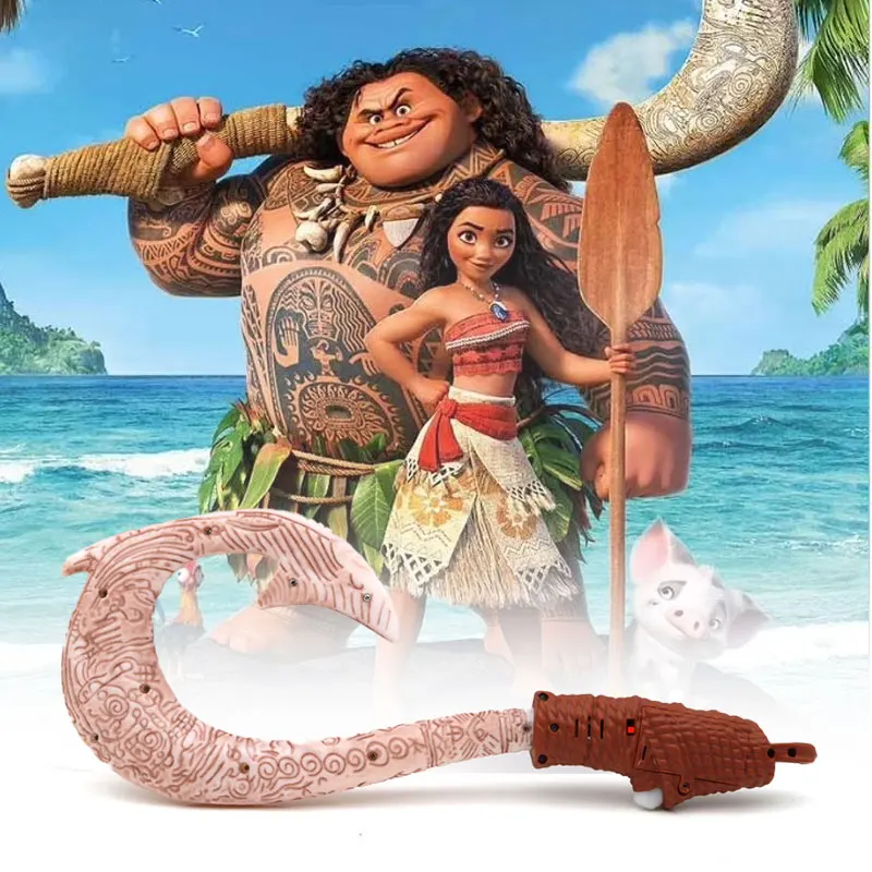 Newest Cartoon Moana Toy Fish Hook Knife Maui Cosplay Prop With Light Children's Role Playing Prop Birthday Christmas Gift Kids