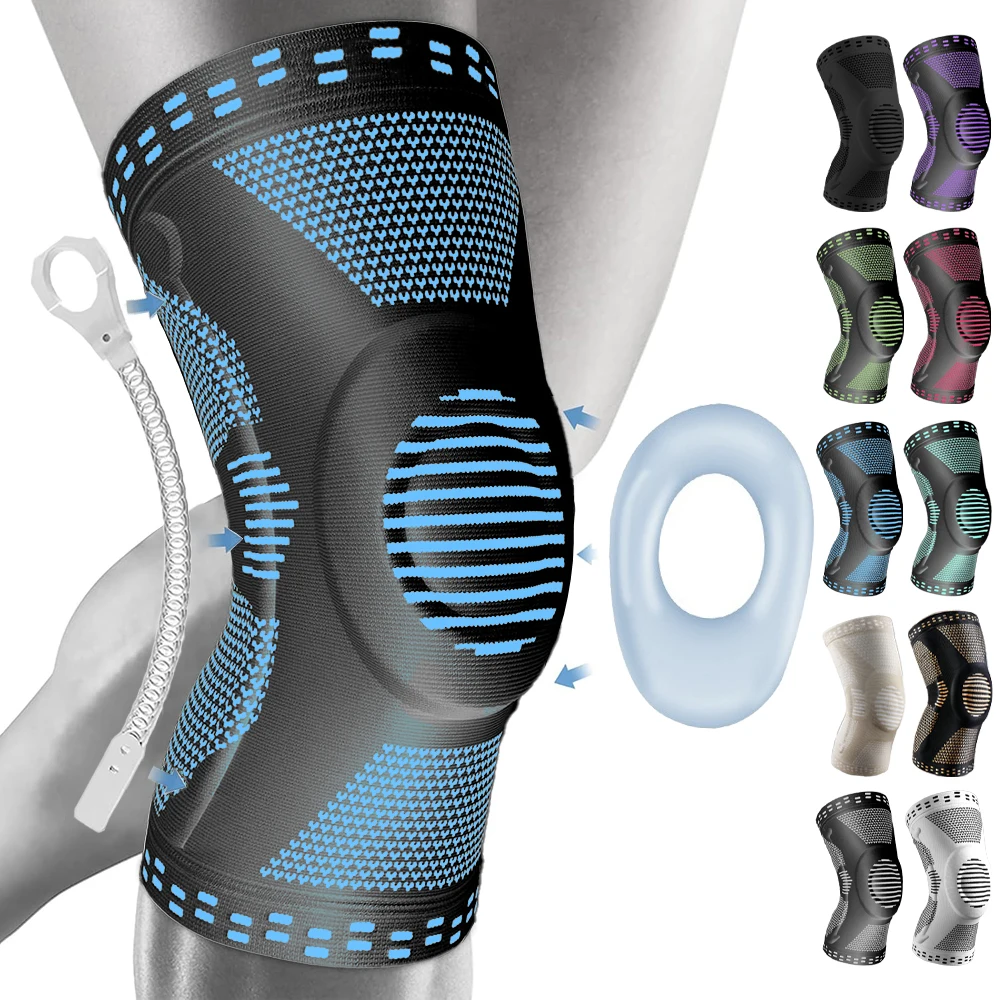 1PCS Sport Kompression Knie Unterstützung Klammer Patella Protector Gestrickte Silikon Frühling Bein Pad Radfahren Laufen Basketball Fußball – Detail 4