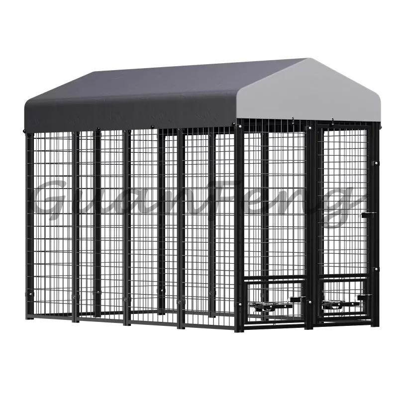 Weatherproof & Secure Strong Steel Large Dog Cage, Premium Outdoor Metal Dog Kennel for Long Term Pet Raising