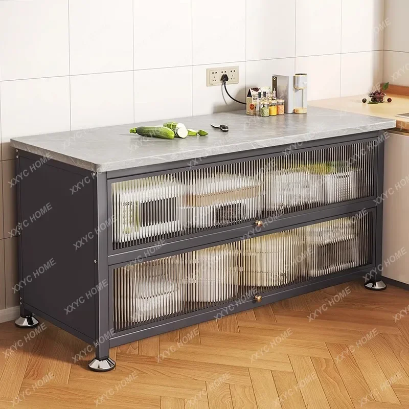 Kitchen Console Multifunctional Floor-to-ceiling Multi-layer Shelf Edge Storage Cutting Table Workbench Against Wall Cabinet