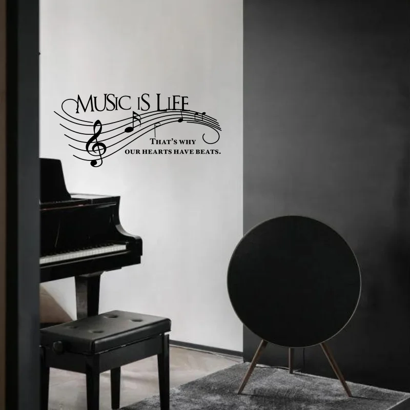 Music Score English Art Wall Stickers Removable for Bedroom Living Room Decoration Wall Decals # 131
