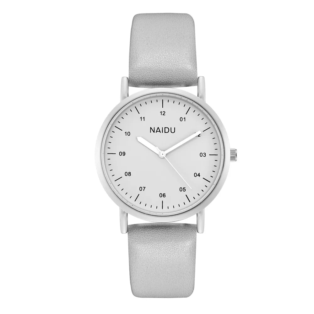 elegant fashion round dial women casual leather watch