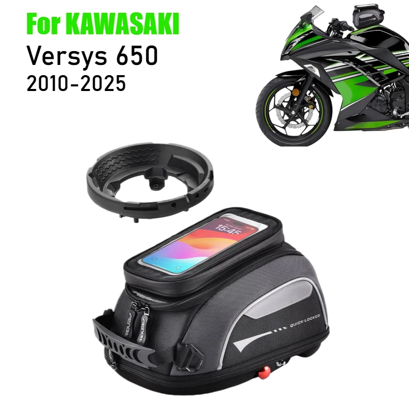 

For KAWASAKI Versys650 Versys 650 2010-2025 Motorcycle Tank Bag Travel Luggage Rotation Locked Anti Theft Fuel Carrie Top Case