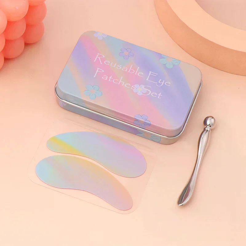 قابلة لإعادة الاستخدام 1 زوج منصات عين سيليكون شريط لاش منصات رمش تمديد سوبر لزجة تحت العين لصقة هلامية مع أدوات ماكياج مدلك #3