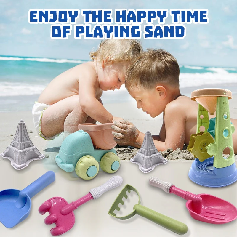 13 PCS Beach Toy Set  Play Sand Tools Accessories Soft Straw Children Summer Toys for Kids Gifts Water Play Tools Swim Game