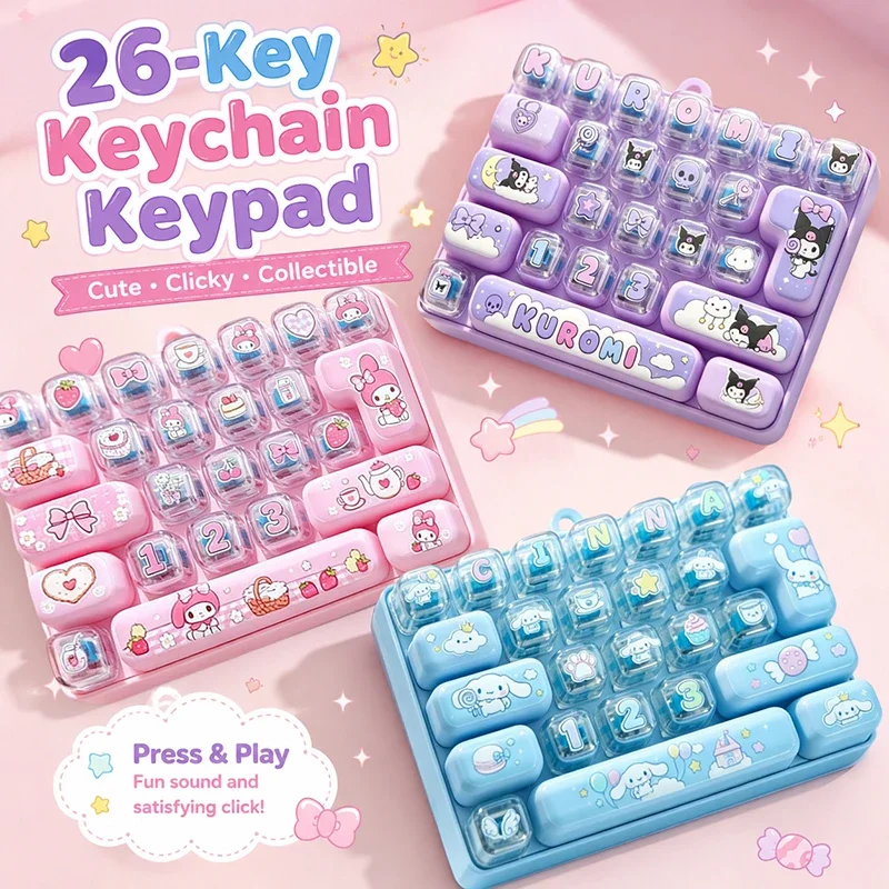 키캡 클릭커  26-key Keycap Clicker Keychain Keyboard Key Caps Keychains for Bag Charms Cartoon Anti-stress Keycaps Pendant Xmas Gifts