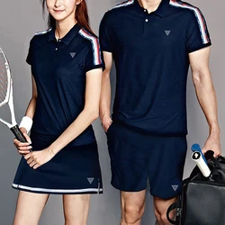 Quick-drying collar short-sleeved tennis shirt suit for men and women Golf clothing Polo tennis clothes badminton sportswear