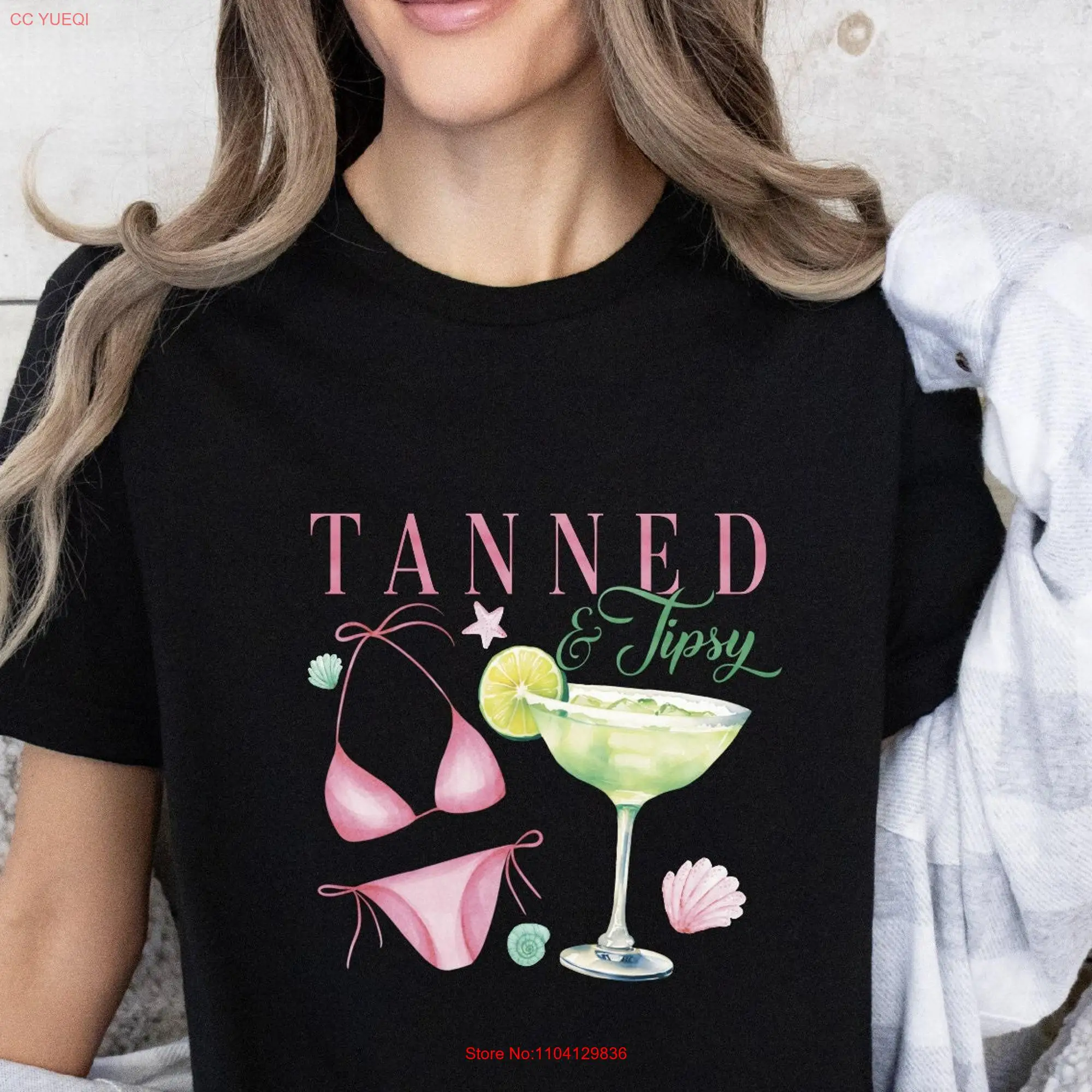 Tanned and Tipsy T Shirt Beach summer Vibe vibes Vacation Funny long or short sleeves