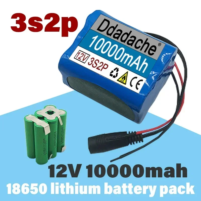 

Best-selling3S2P 12V 18650 lithium-ion battery pack with 10Ah rechargeable battery and customized plug with Bms protection board