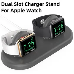 AhaStyle Dual Slot Charger Stand for Apple Watch Silicone Soft Anti Scratches Charging Dock for IWatch For Airpods Holder Base