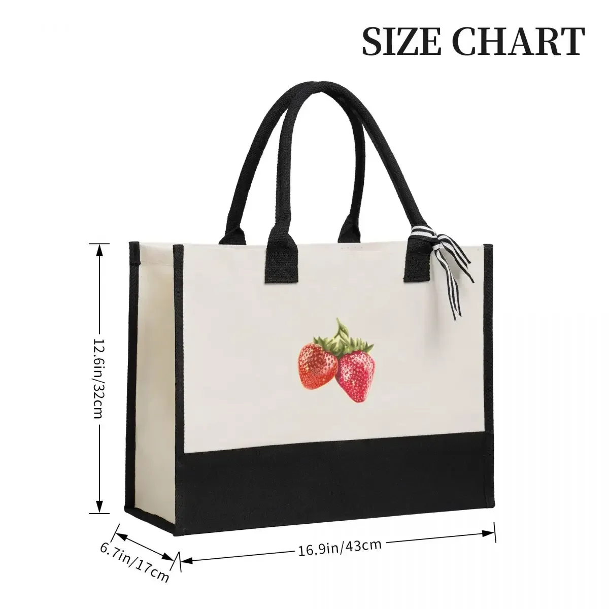 Canvas Gift Shopping Bag Strawberry Sparkle Fruit Canvas Large Capacity Bag Customizable Quality Gifts