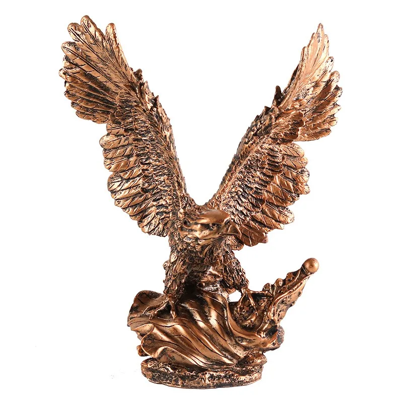 ResinGolden Eagle Statue, Artistic Animal Model,Collectible Decoration, Home Office,Cabinet, Desktop Decoration,Office Sculpture