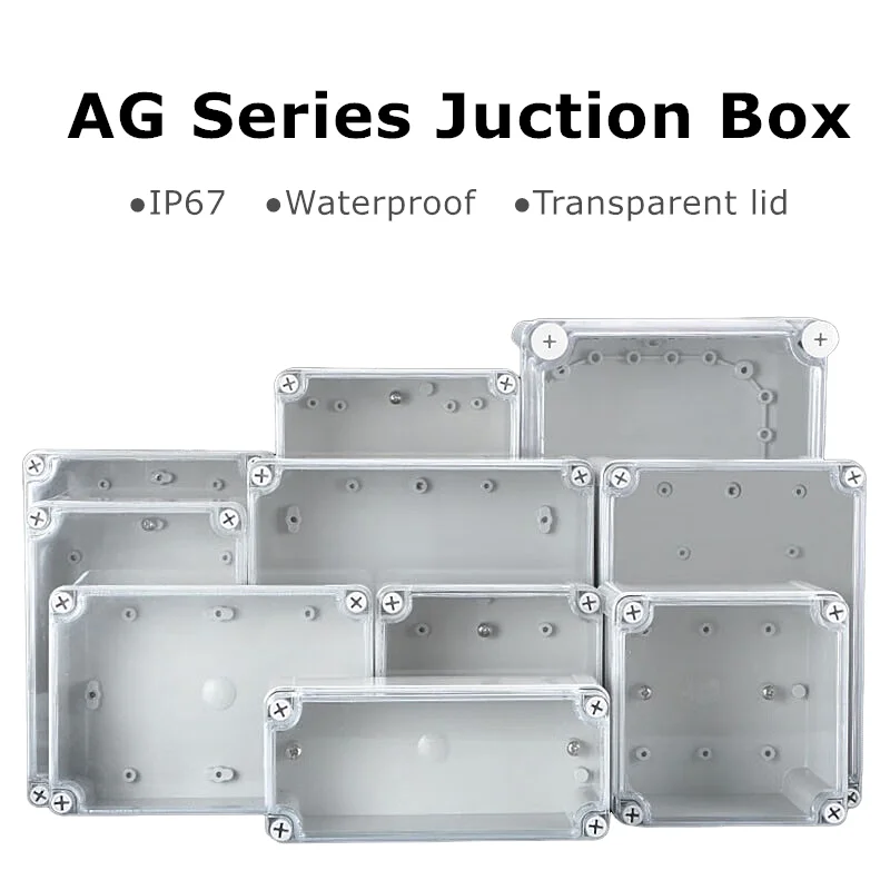 AG Series IP67 Waterproof Gray Electrical Juction Box With Transparent Lid Dustproof Outdoor Electronic Distribution Case