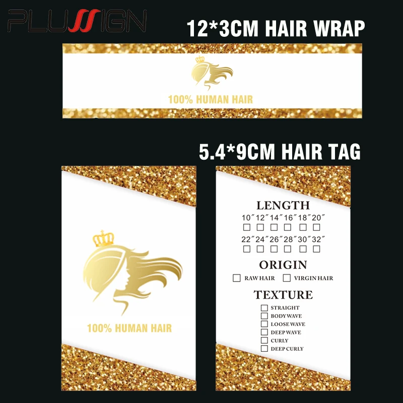 Custom Wig Labels And Tags 200Pcs Hair Tags For Bundles 9*5.4Cm Wig Tags Paper 12X3Cm Self-Adhesive Label To Wrap Hair Bundles