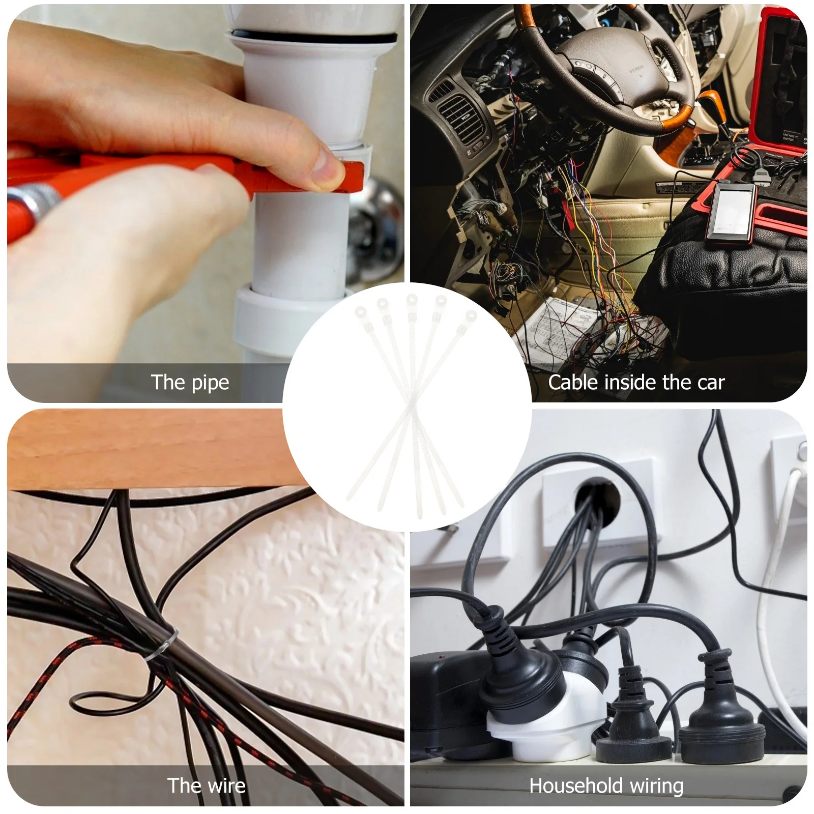 

100pcs Double Hole Round Head Cable Ties High Strength Nylon Self-Locking Zip Ties For Indoor Outdoor Wiring Fixing Cable