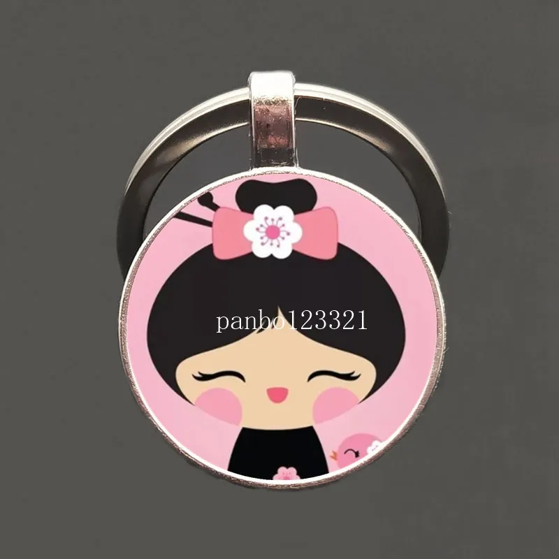 Fashion cute Japanese girl face keychain cute anime baby face woman car key ring holder charm pendant best friend gift