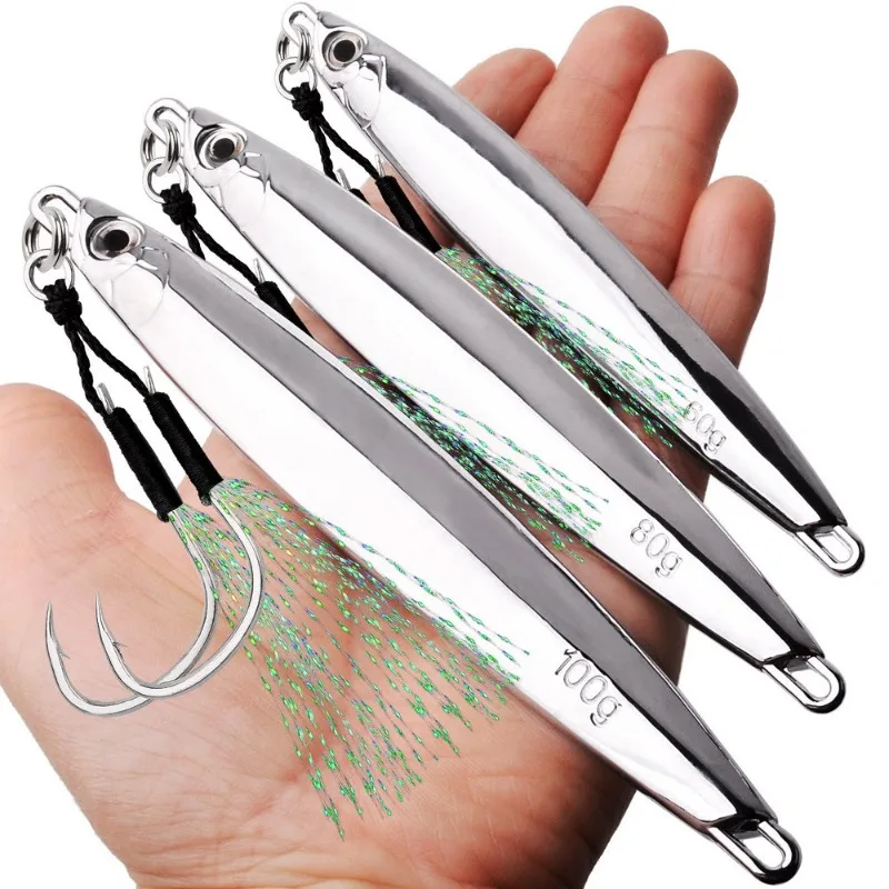 1 Stück 60g-80g-100g Metall-Angelköder, galvanisierte Metallköder, hochglanzpolierte Metallköder für Barsch, Schwarzbarsch und Weißfisch