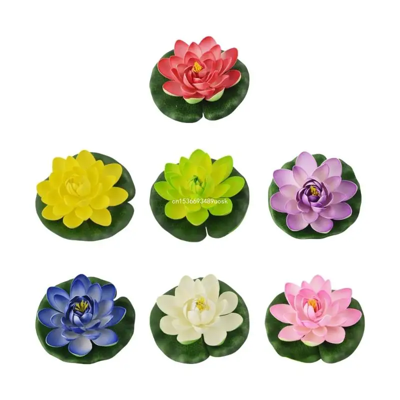 Artificial Floating Foam Lotuses Mixed Color Artificial Lotuses Flowers Display Charm for Pond and Garden Decors